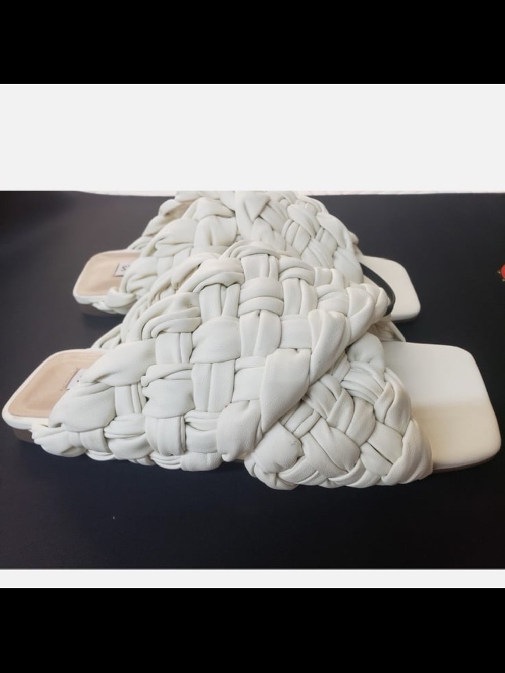 Steve Madden White Braided Slide Sandals